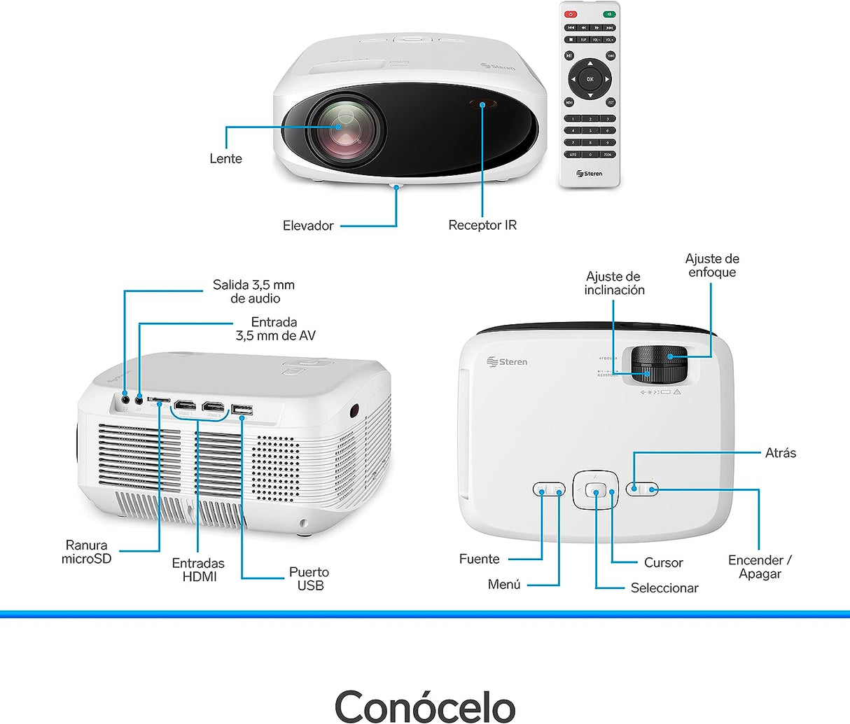Proyector Steren Pro-400 Multimedia Pórtatil 9000 Lúmenes Fhd Resolución 1080P FullOffice.com