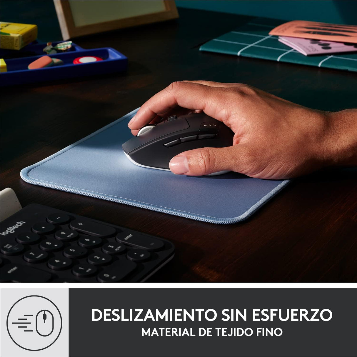 Mouse Pad Logitech Studio Series, Base Antideslizante, Gris Azulado - 956-000038 FullOffice.com