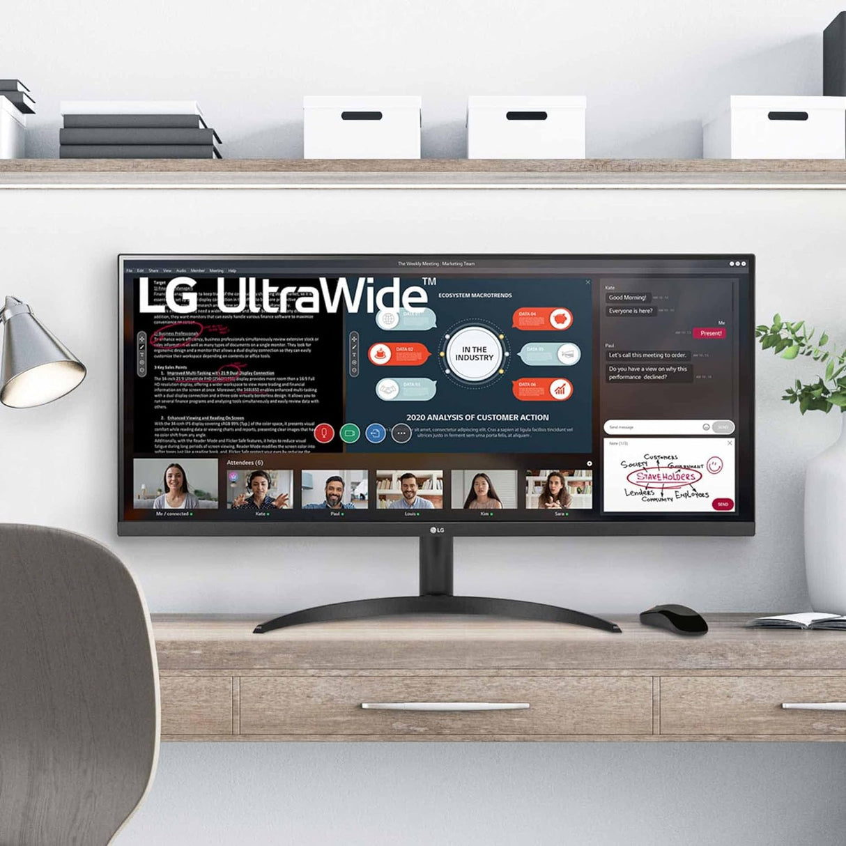 Monitor Ultrapanorámico LG LED 34", UltraWide Full HD, Ultra Wide, FreeSync, 75Hz, HDMI, Negro - 34WP500-B