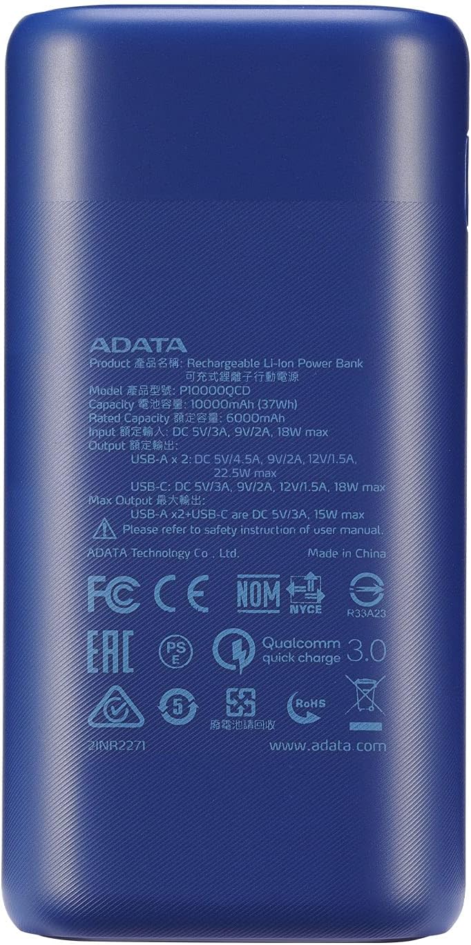 Power Bank Adata Digital Ap10000Qcd-Dgt-Cdb Azul 10000 Mah FullOffice.com