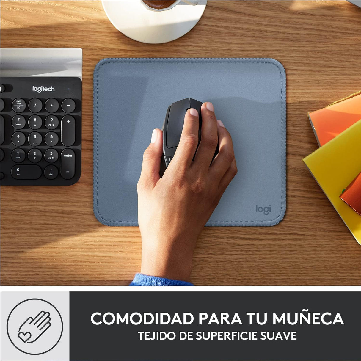 Mouse Pad Logitech Studio Series, Base Antideslizante, Gris Azulado - 956-000038 FullOffice.com