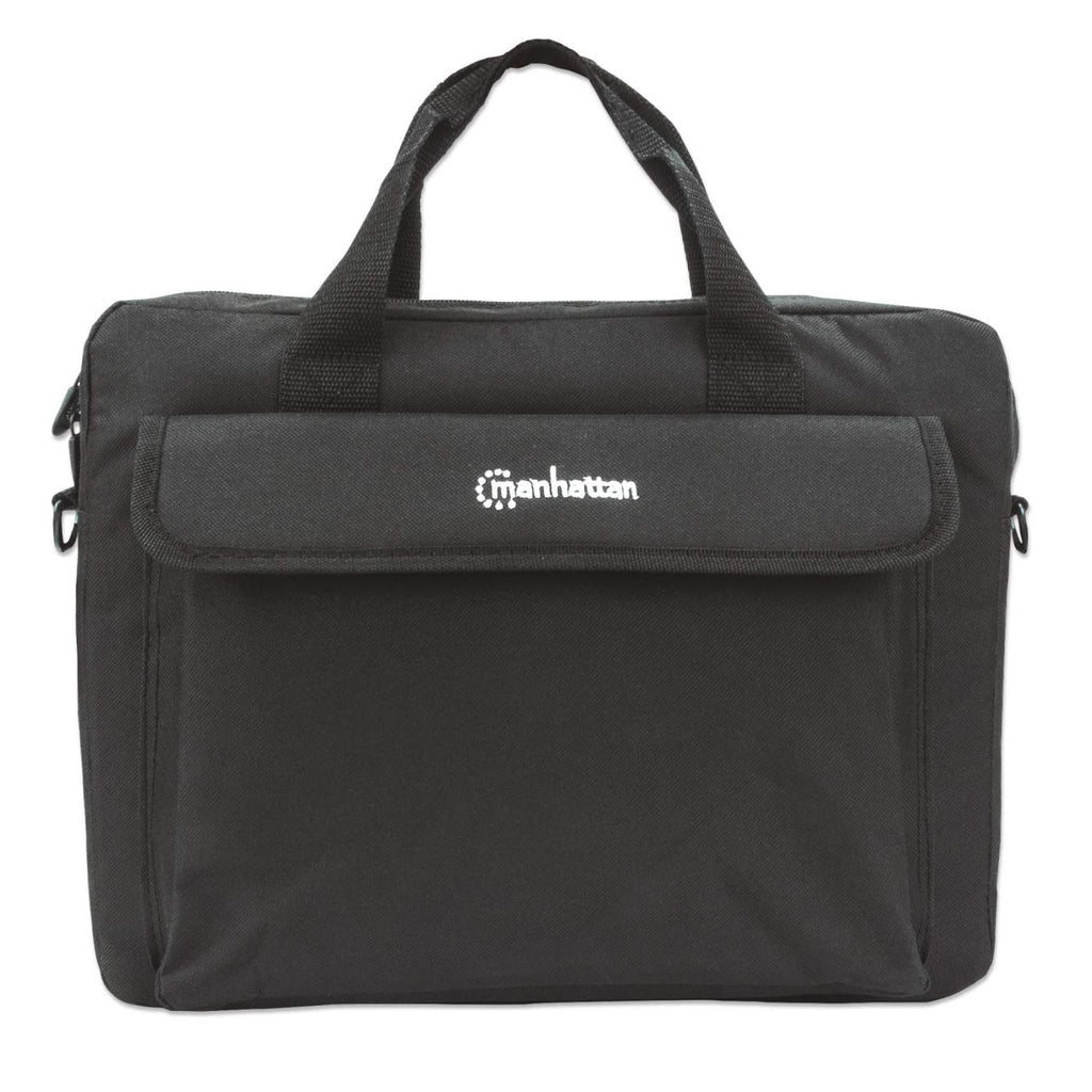 Manhattan Maletín para portátil London 14,1", tipo top loader, negro, ECONÓMICO, bolsillo para accesorios, correa de hombro desmontable, funda para portátil, garantía 3 años Laptop Monocromo 35,8 cm (14.1") Bandolera PVC, Poliéster, Polietileno