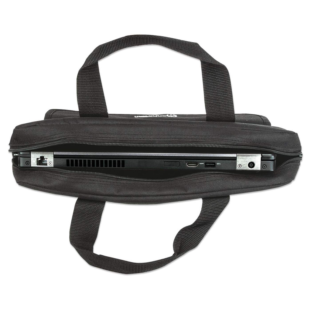 Manhattan Maletín para portátil London 14,1", tipo top loader, negro, ECONÓMICO, bolsillo para accesorios, correa de hombro desmontable, funda para portátil, garantía 3 años Laptop Monocromo 35,8 cm (14.1") Bandolera PVC, Poliéster, Polietileno