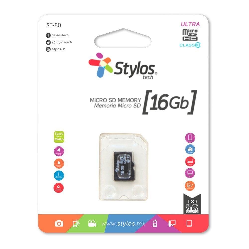 MEMORIA STYLOS MICRO SD 16GB CL10