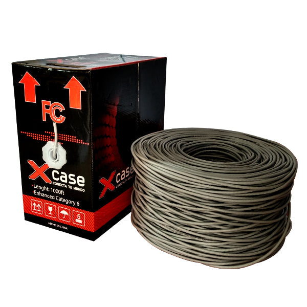 BOBINA XCASE CABLE 305 MTS UTP CAT 6, GRIS 0.50 MM