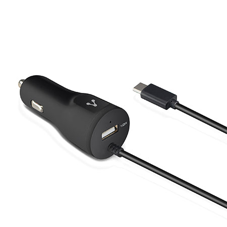Cargador para Auto Vorago 1xUSB 2.0, Cable Micro USB 2.4A Negro