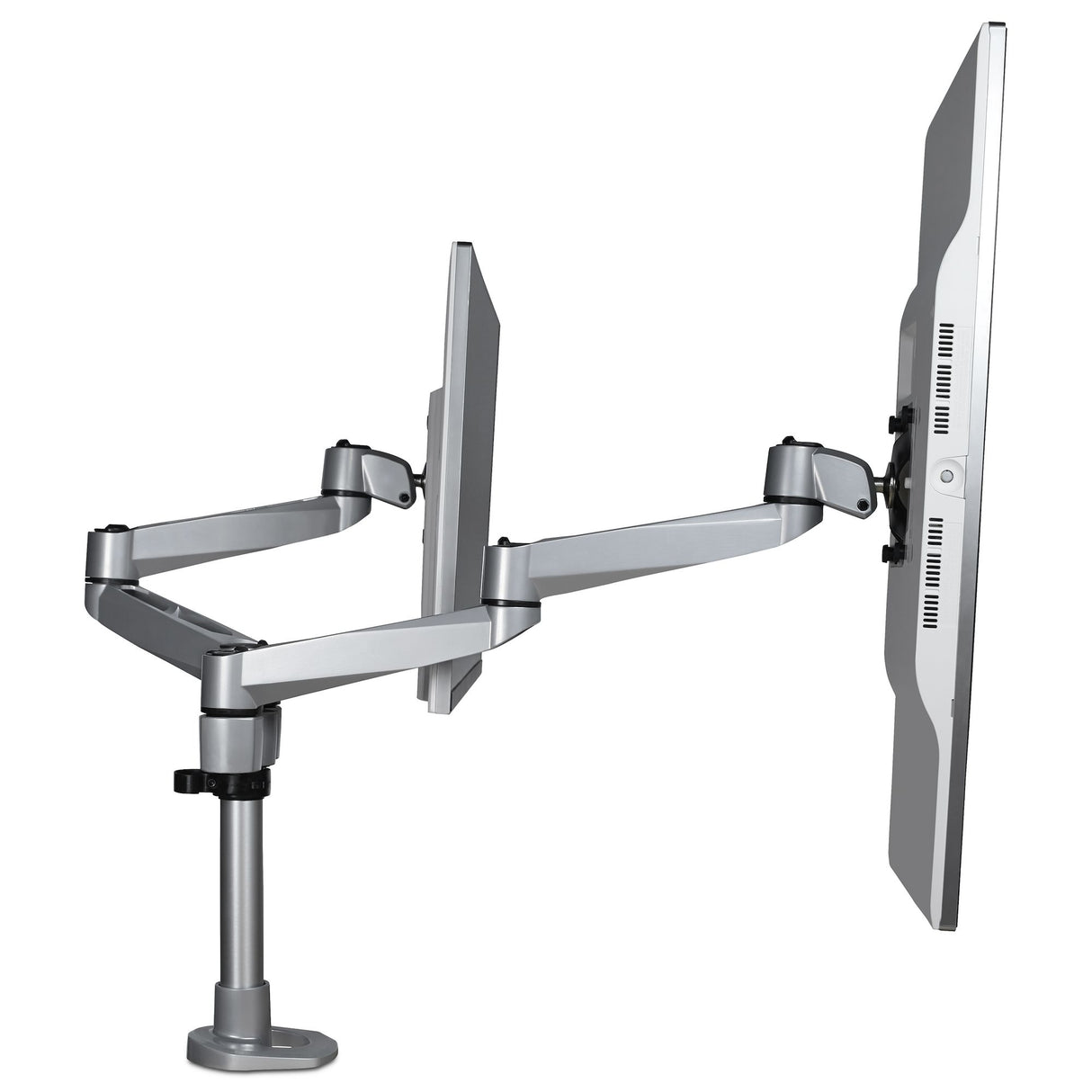StarTech.com Brazo Articulado Prémium para Dos Monitores de hasta 27" (8Kg) - Soporte VESA de Altura Ajustable - Montaje Mordaza/Ojal en Escritorio - con Rotación, Inclinación y Giro - Plata Monitor Plata