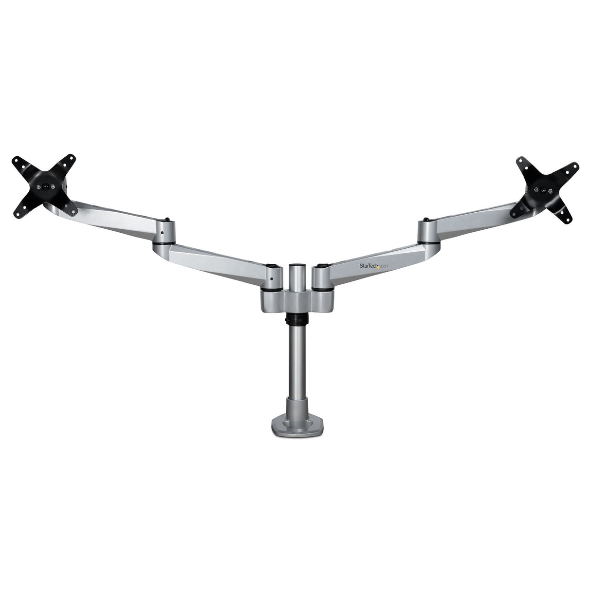 StarTech.com Brazo Articulado Prémium para Dos Monitores de hasta 27" (8Kg) - Soporte VESA de Altura Ajustable - Montaje Mordaza/Ojal en Escritorio - con Rotación, Inclinación y Giro - Plata Monitor Plata