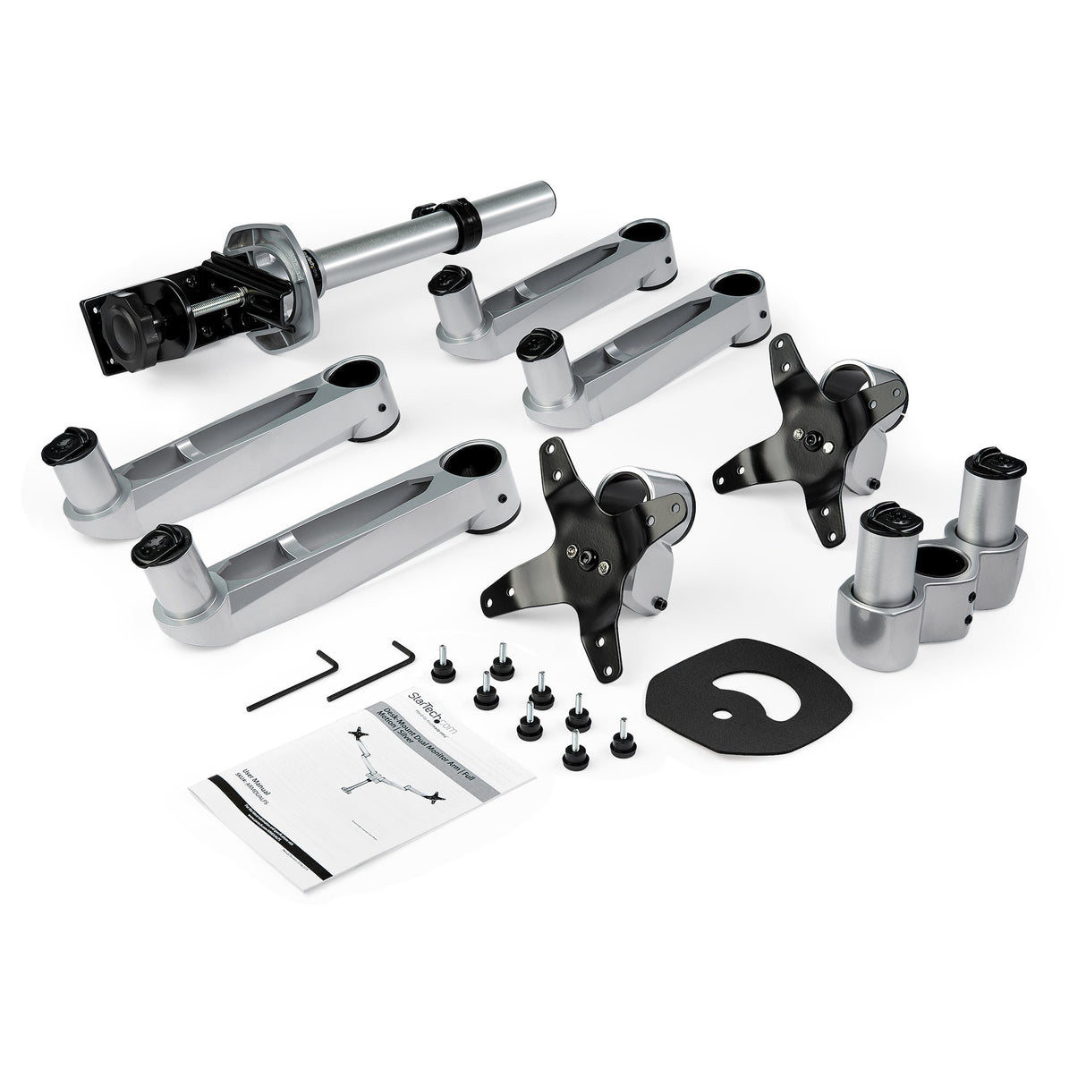 StarTech.com Brazo Articulado Prémium para Dos Monitores de hasta 27" (8Kg) - Soporte VESA de Altura Ajustable - Montaje Mordaza/Ojal en Escritorio - con Rotación, Inclinación y Giro - Plata Monitor Plata