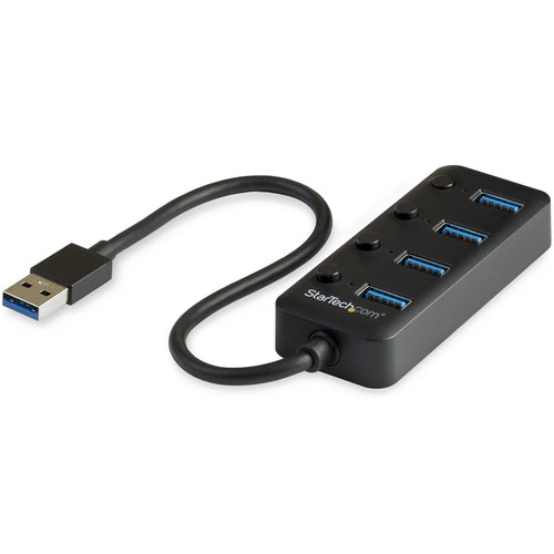StarTech.com Hub Ladrón USB 3.0 4 Puertos - USB-A a USB 3.0 Tipo A con Interruptores Individuales de Encendido/Apagado -