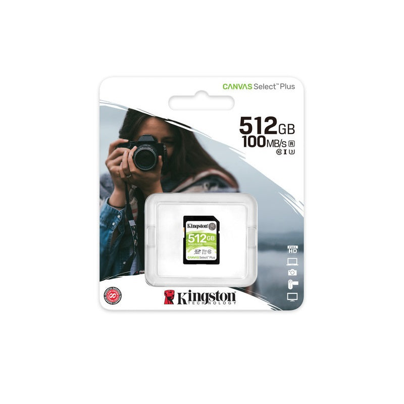 Tarjeta de Memoria Kingston Canvas Select 512GB SDXC UHS-I V30, 100R CL10