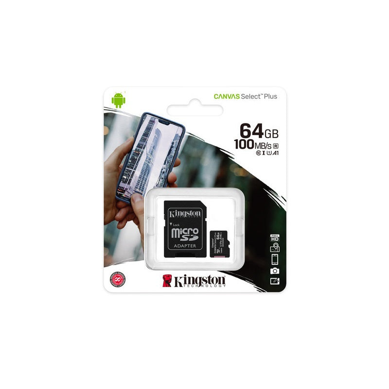 Tarjeta de Memoria Micro SDXC Kingston 64GB Clase 10 A1, 100MB/s, UHS-I