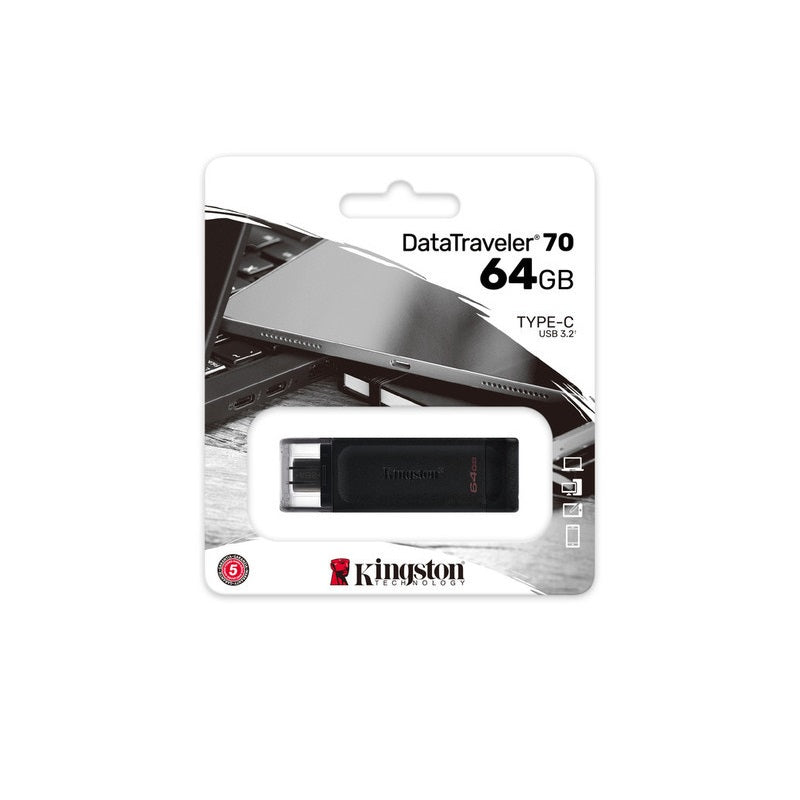 MEMORIA FLASH KINGSTON 64 GB USB-C 3.2 GEN 1, 150MB/s Lectura, 60MB/s Escritura