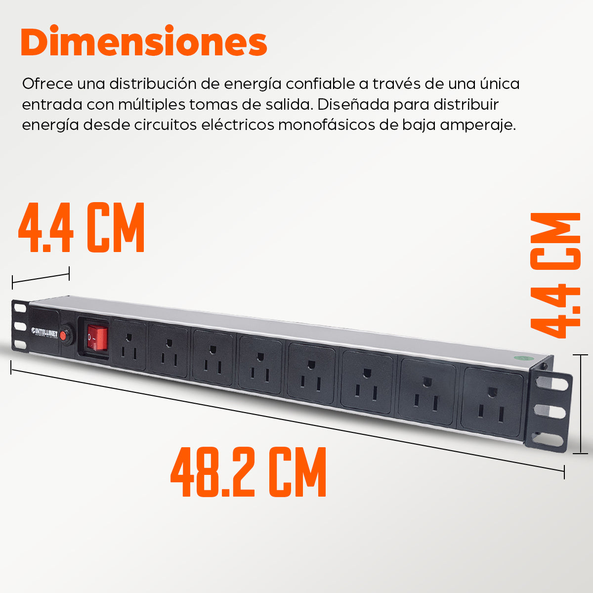 BARRA INT PDU 8 CONTACTOS 1 UNIDAD PARA RACK Y GABINETE