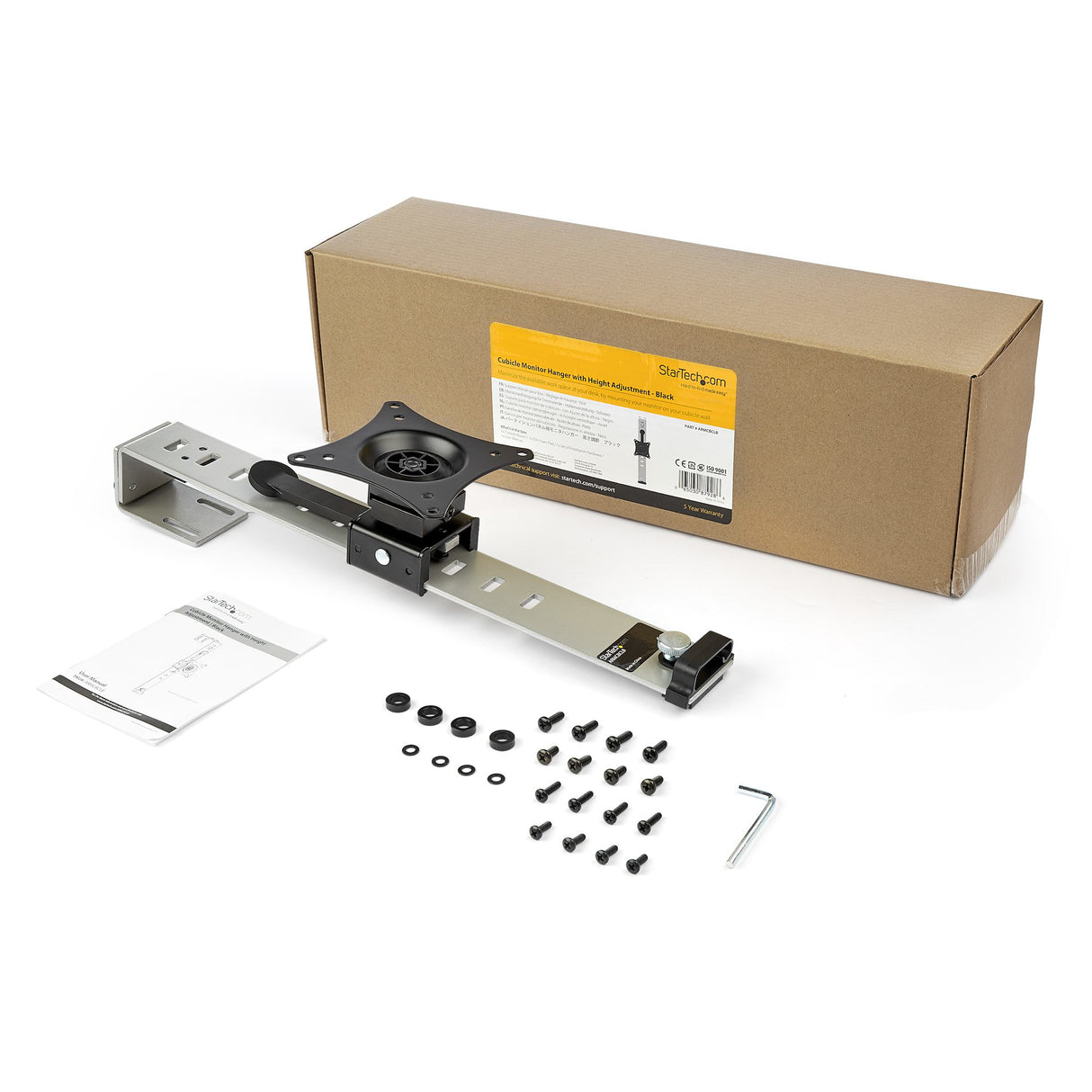 StarTech.com Soporte VESA de Cubículo para Monitor de hasta 34" - Ergonómico de Altura Ajustable - Instalación en Pared de Cubículo mediante Gancho o Abrazadera - para Cubículo de Oficina soportes para tv 8 kg 1 81,3 cm (32") 75 x 75 mm