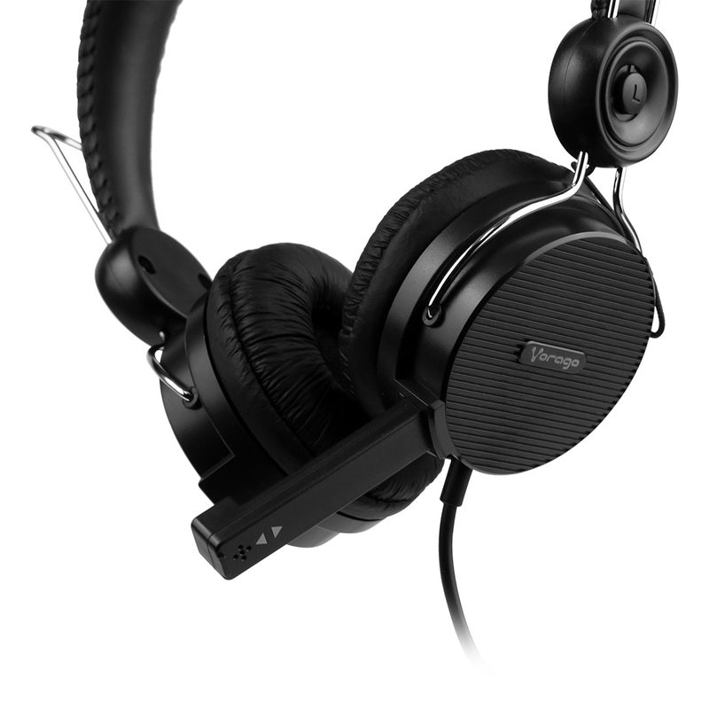 Diadema Vorago Alta Fidelidad 2x3.5mm Micrófono Retráctil Negro HS-201, Cable 1.5m