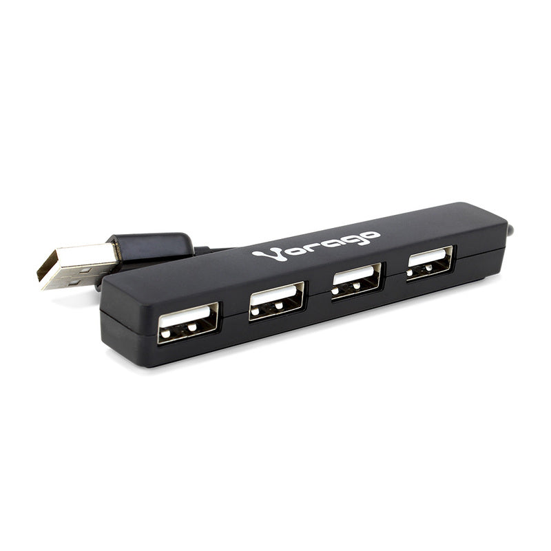 HUB USB VORAGO EXTENSOR 4 PUERTOS 2.0 HEMBRA SLIM NEGRO HU-100, 480Mbps, COMPACTO, PORTÁTIL