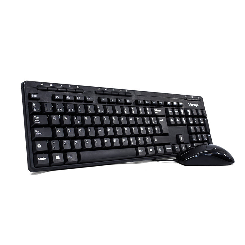 KIT VORAGO KM-104 TECLADO Y MOUSE ALAMBRICO USB MULTIMEDIA 104 TECLAS