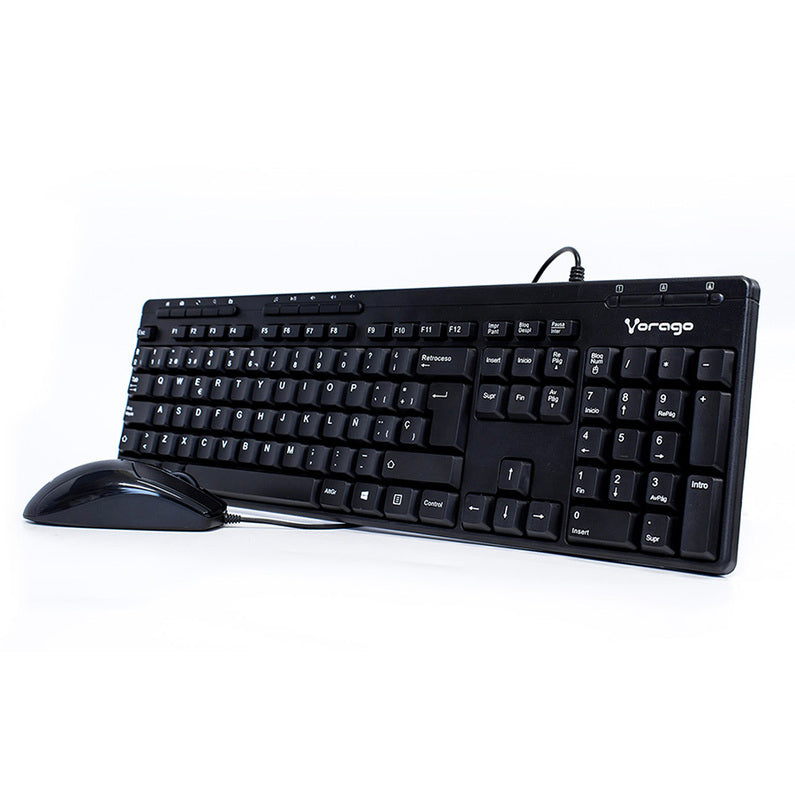 KIT VORAGO KM-104 TECLADO Y MOUSE ALAMBRICO USB MULTIMEDIA 104 TECLAS