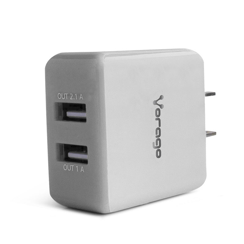 Cargador de Pared Vorago 2xUSB 2.0 Blanco AU-106-WH, 2.4A, 5V, Compacto
