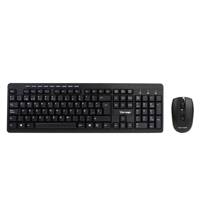 KIT TECLADO Y MOUSE VORAGO KM-304 INALAMBRICO MULTIMEDIA NEGRO, 2.4GHz, 10m Alcance, 1600 DPI