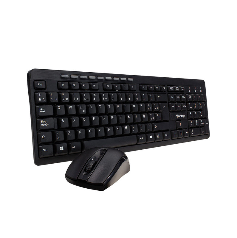 KIT TECLADO Y MOUSE VORAGO KM-304 INALAMBRICO MULTIMEDIA NEGRO, 2.4GHz, 10m Alcance, 1600 DPI