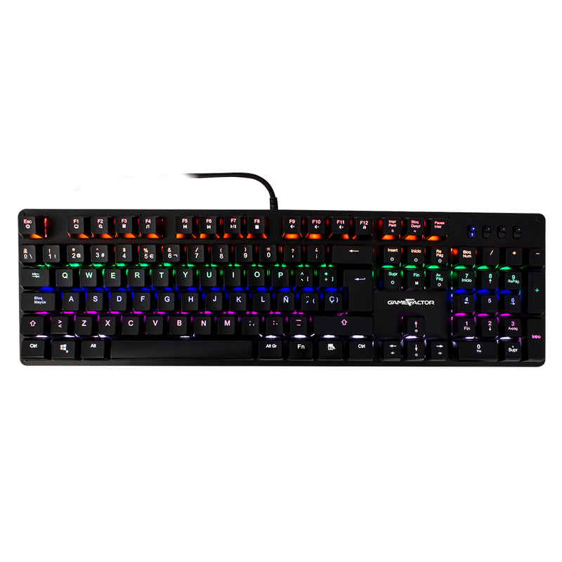 Teclado Mecánico Game Factor Rainbow, Switch Blue, USB, Negro KBG400-BL, Retroiluminación RGB, Anti-Ghosting, 104 Teclas