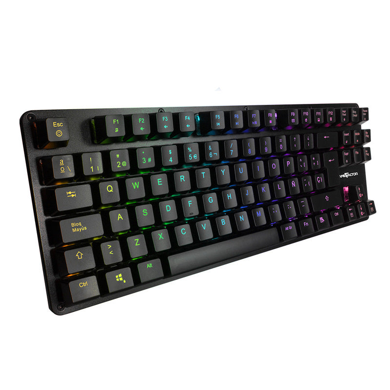 Teclado Mecánico TKL Game Factor RGB, Switch Blue, USB, Retroiluminación LED, Negro