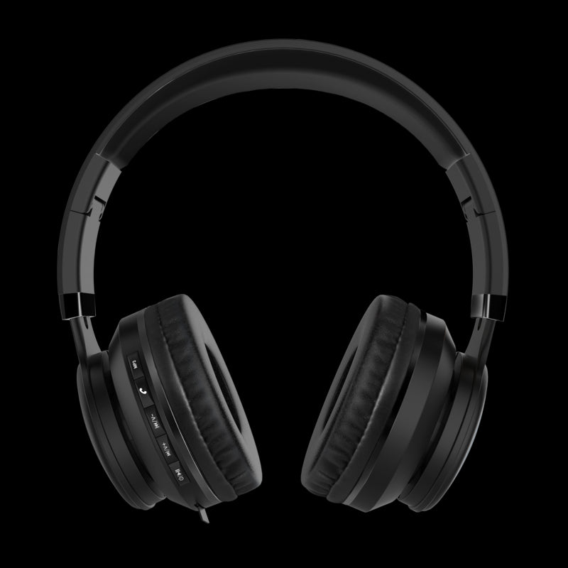 DIADEMA VORAGO BLUETOOTH 5.0 3.5 MM MICROSD NEGRO HPB-201-LED, PLEGABLE, CON MICRÓFONO, 10 HORAS de BATERÍA