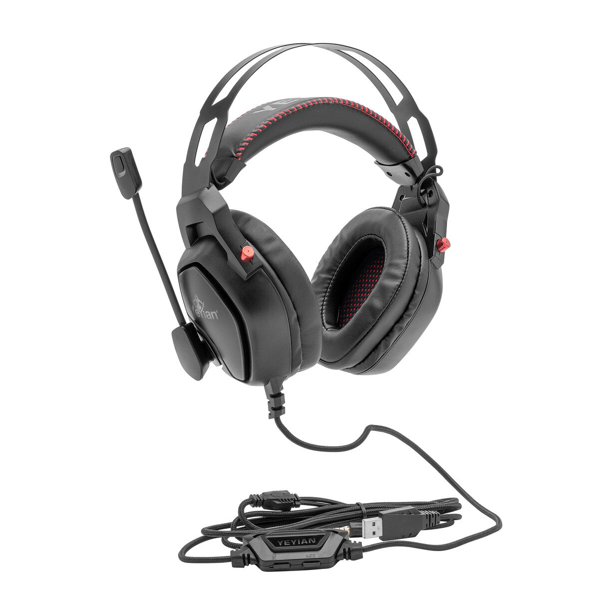 Diadema Yeyian YDV-33403 Vicious USB/3.5mm/RGB/Negro, 7.1 Surround, Micrófono Retráctil