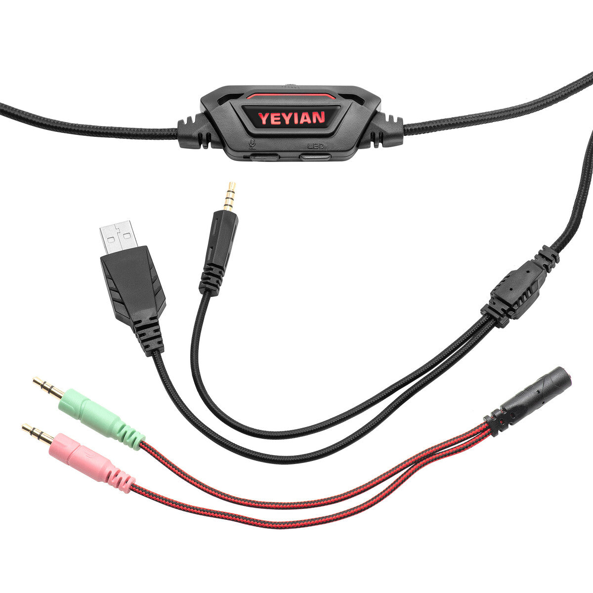 Diadema Yeyian YDV-33403 Vicious USB/3.5mm/RGB/Negro, 7.1 Surround, Micrófono Retráctil