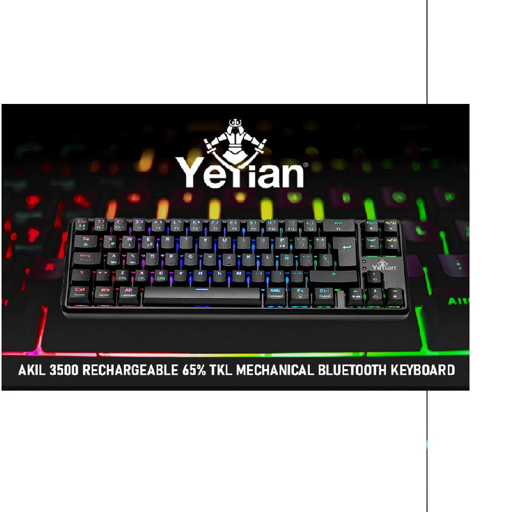 Teclado Gamer Yeyian YTM-28210B Akil S3500 Mecanic Switch Azul RGB/BT, 104 Teclas, Retroiluminación LED, Cable USB