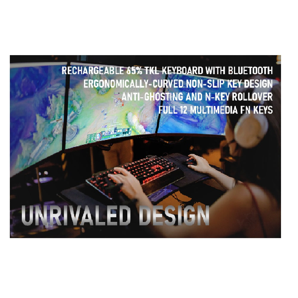 Teclado Gamer Yeyian YTM-28210B Akil S3500 Mecanic Switch Azul RGB/BT, 104 Teclas, Retroiluminación LED, Cable USB