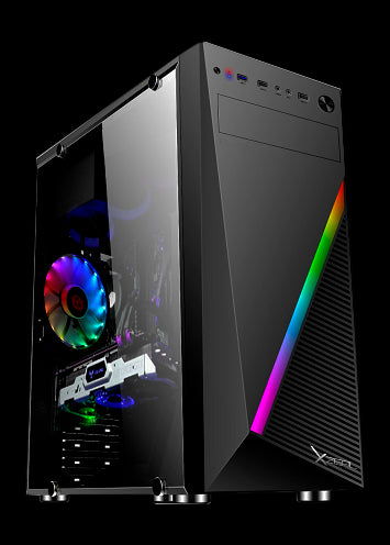 Gabinete XZEAL XZ100 ATX/Micro ATX/Mini ITX Negro RGB, 4 Bahías 3.5", 2 Bahías 2.5", 7 Ranuras de Expansión