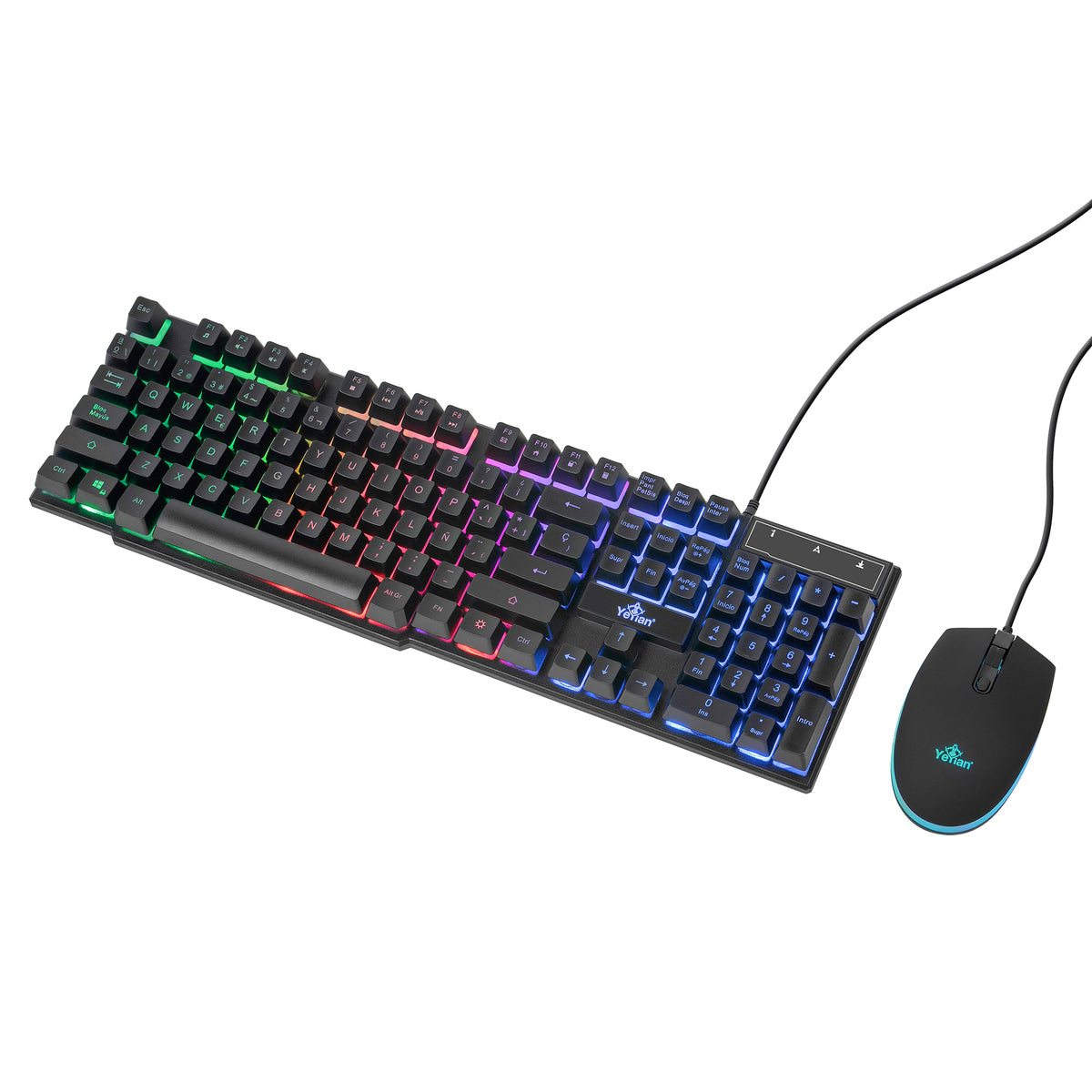 Kit Phoenix Yeyian YKP-20705 Gamer RGB Mouse/Teclado Alámbrico, Retroiluminación LED, 7 Botones