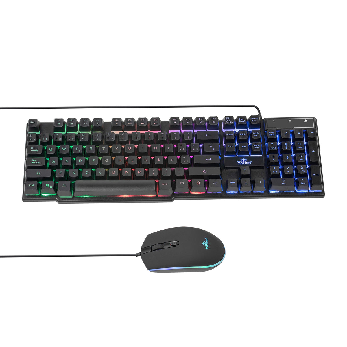 Kit Phoenix Yeyian YKP-20705 Gamer RGB Mouse/Teclado Alámbrico, Retroiluminación LED, 7 Botones
