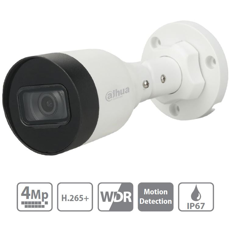 Cámara Bala Dahua IP 4MP H.265, IR 30m, 30fps, WDR DH-IPC-HFW1431S1N-0280B-S4