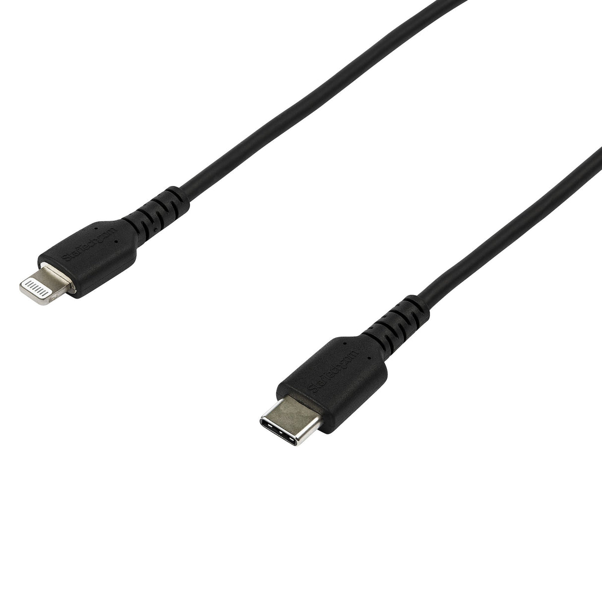 StarTech.com Cable Resistente USB-C a Lightning de 2 m Negro - Cable de Sincronización y Carga USB Tipo C a Lightning con Fibra de Aramida Resistente - Certificado MFi de Apple - para iPad/iPhone 12 Cable Negro 2 m USB A Lightning