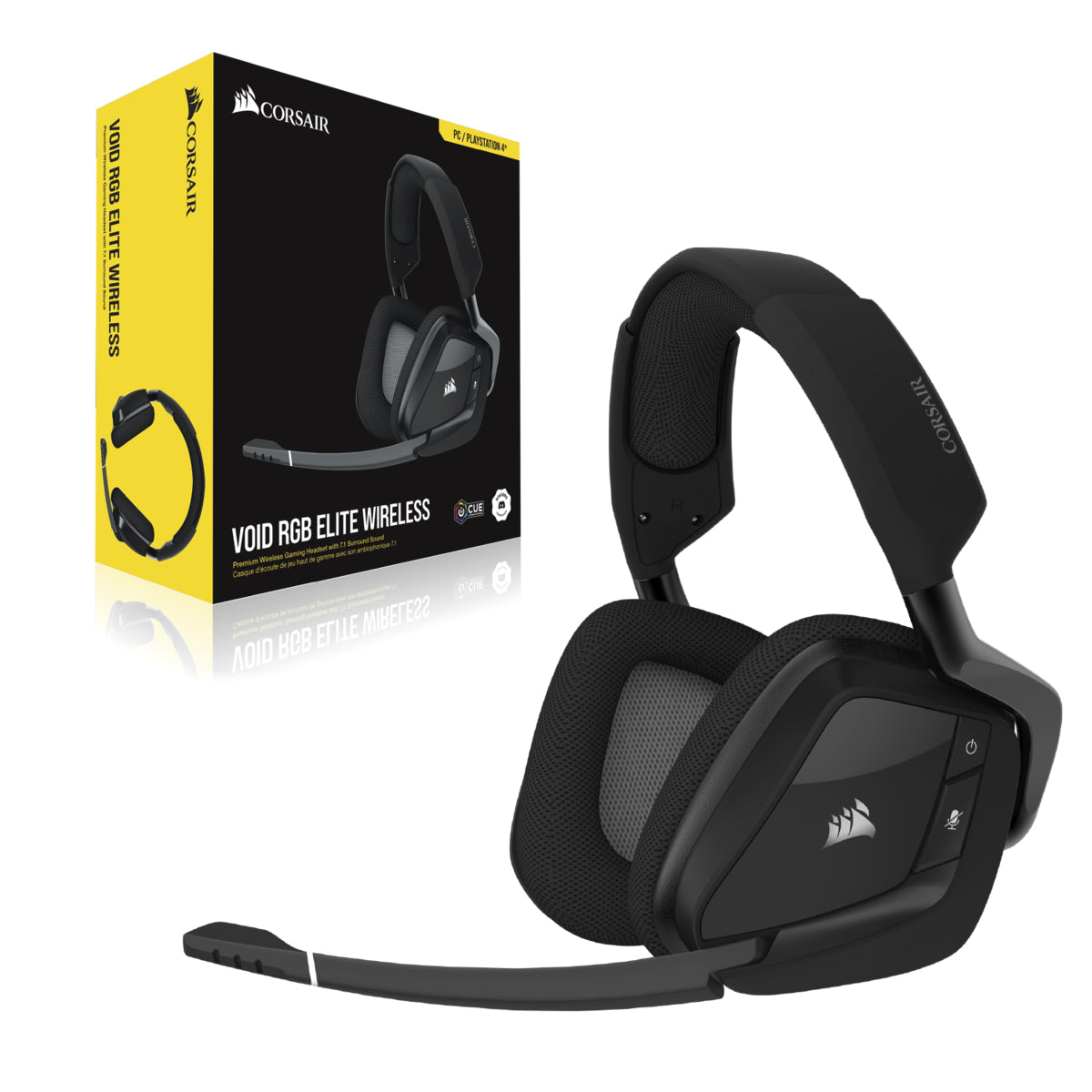 Corsair VOID RGB ELITE Auriculares Inalámbrico Diadema Juego Carbono, 20 - 30000 Hz
