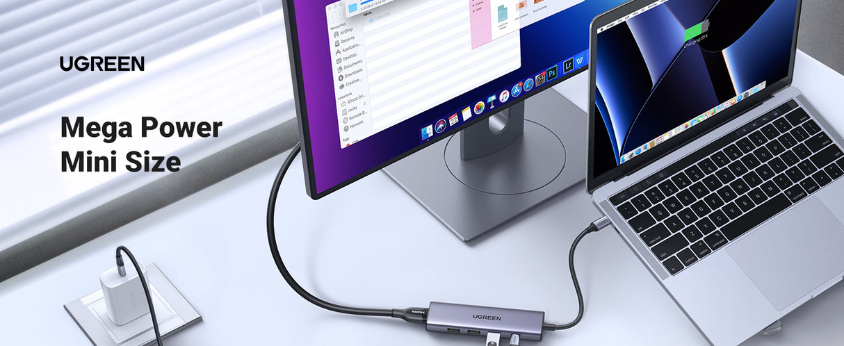 Ugreen 15596 base para portátil y replicador de puertos Alámbrico USB 3.2 Gen 1 (3.1 Gen 1) Type-A + Type-C Aluminio