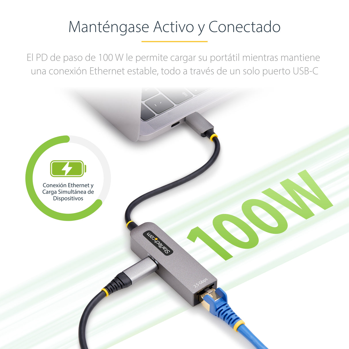 StarTech.com Adaptador de Red USB Tipo C a Ethernet - Adaptador de Red Externo USB-C a RJ45 2,5/1Gb - NBASE-T - USB 3.1 - Entrega de Alimentación PD 100W de Paso - Compatible con Thunderbolt - Win/Mac tarjetas de red Alámbrico USB Tipo C Ethernet 1