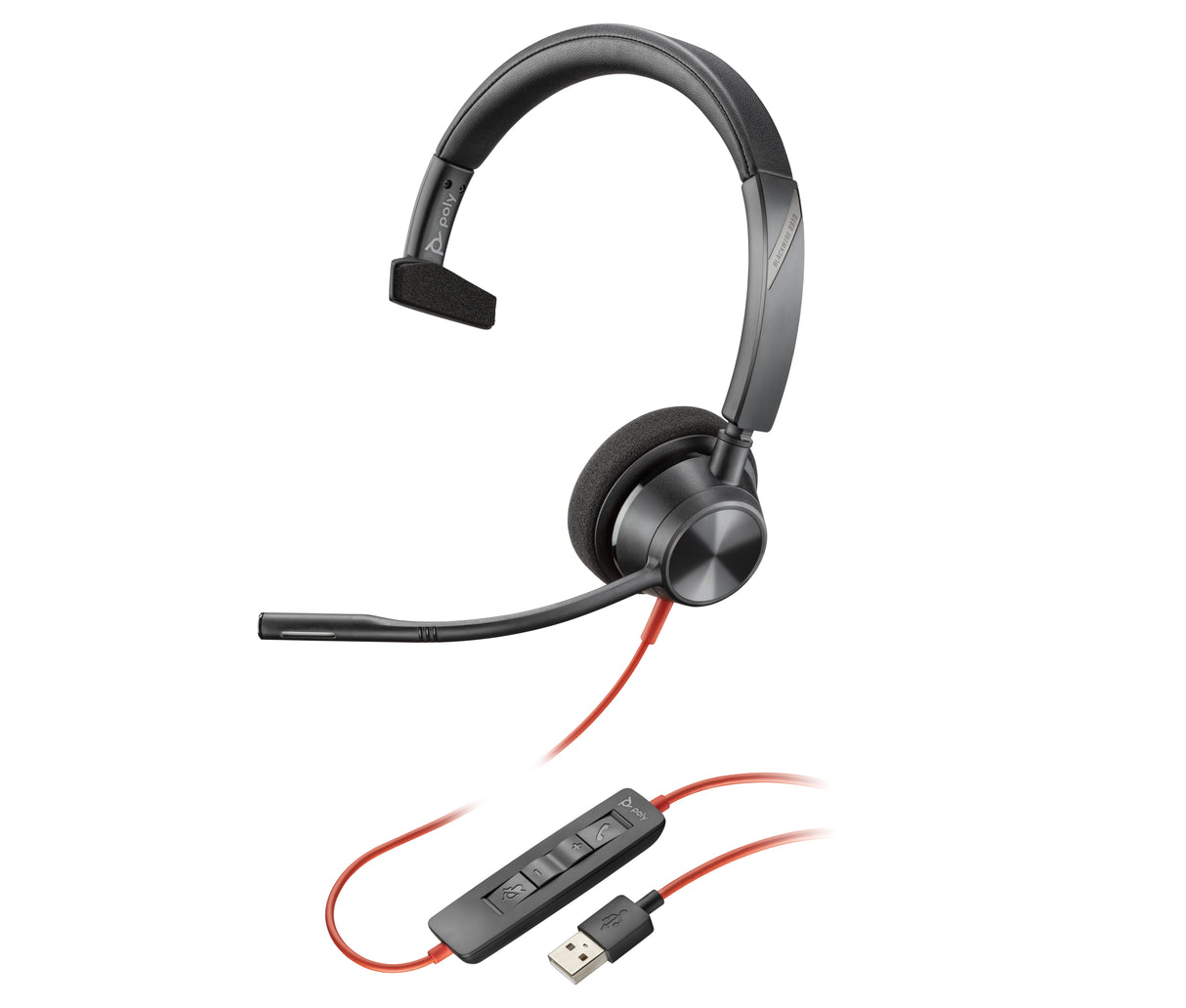 HP Poly Auriculares monoaurales USB-A Poly Blackwire 5210, Alámbrico, Llamadas/Música, Negro
