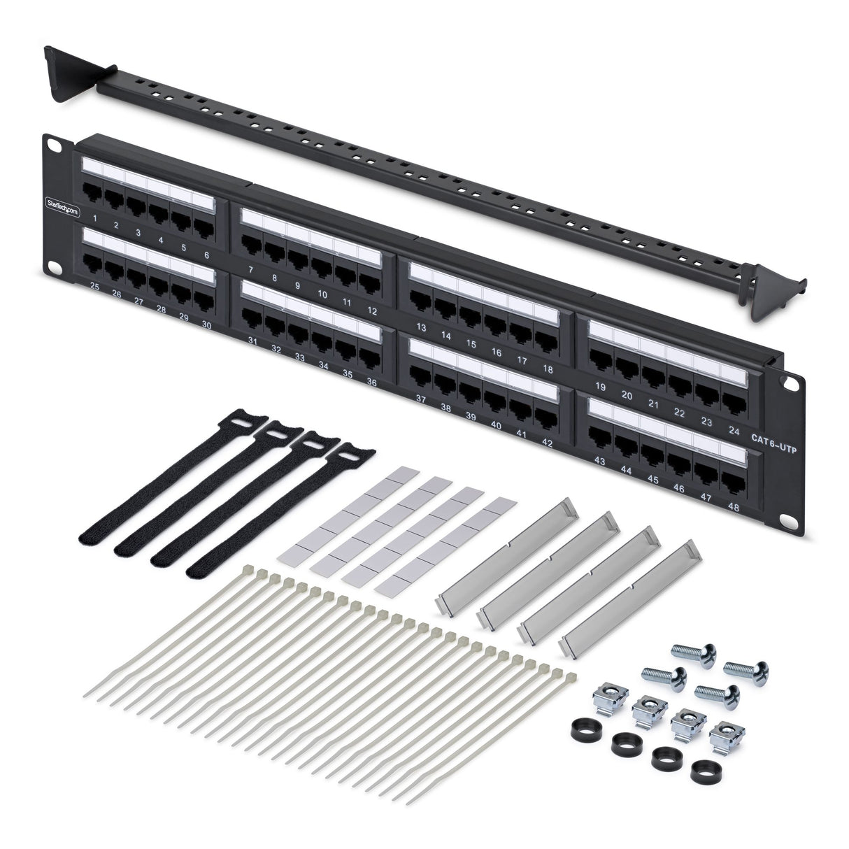 StarTech.com Panel de Parcheo 2U de 48 Puertos Cat6 RJ45 de Montaje en Rack de Servidores - UTP -Tipo 110 Punch Down - P