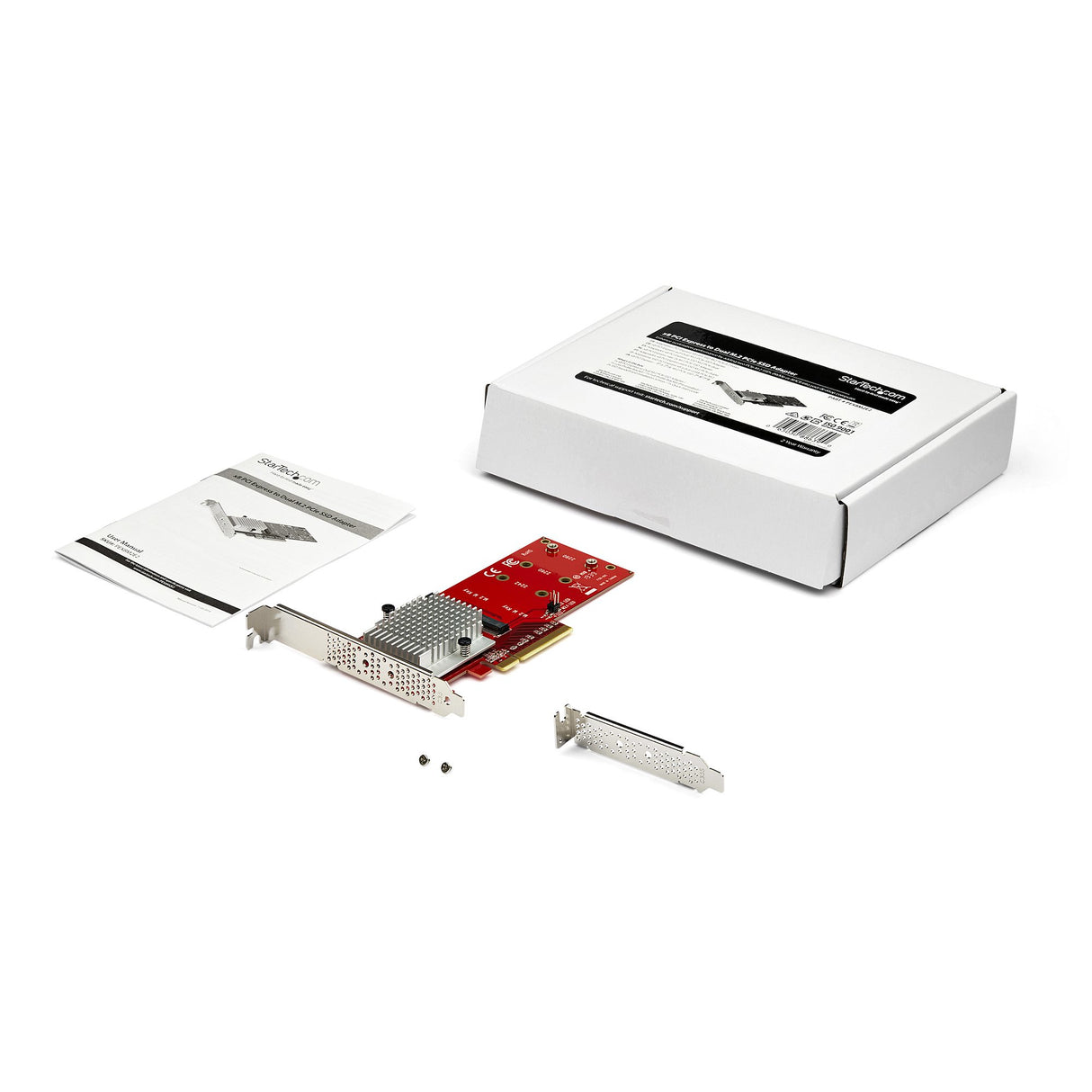 StarTech.com Tarjeta Adaptadora para 2 SSD M.2 PCIe SSD - Dos SSDs NVMe o AHCI M.2 SSD a x8/x16 PCI Express 3.0 - Compat