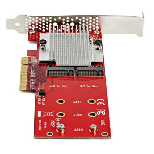 StarTech.com Tarjeta Adaptadora para 2 SSD M.2 PCIe SSD - Dos SSDs NVMe o AHCI M.2 SSD a x8/x16 PCI Express 3.0 - Compat