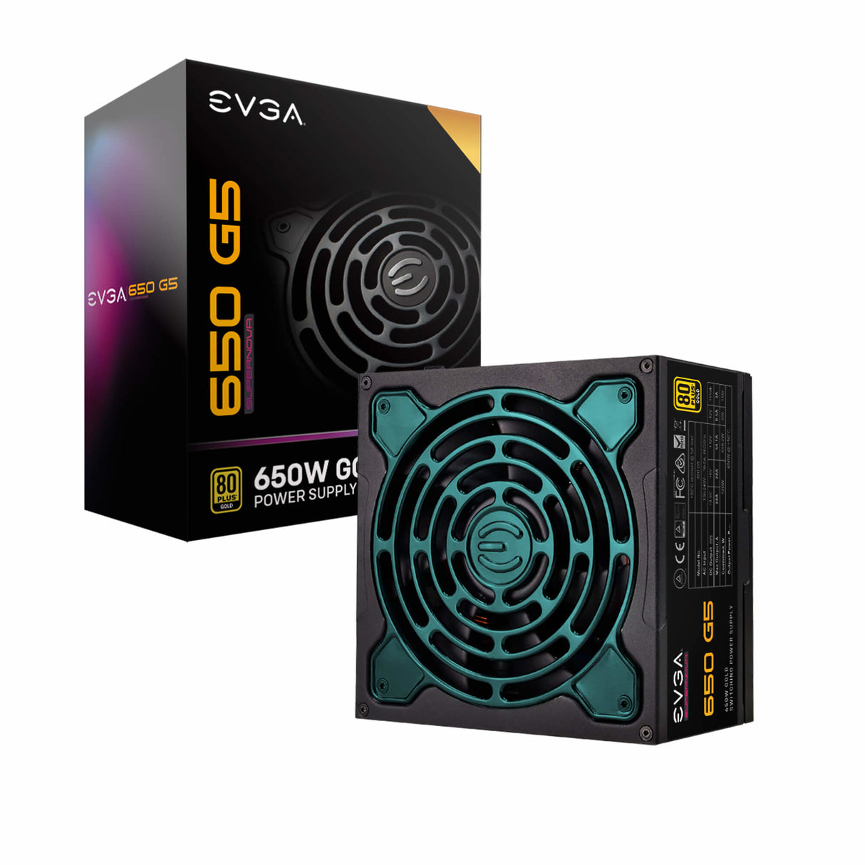 EVGA SUPERNOVA 650 G5 unidad de fuente de alimentación 650 W 20+4 pin ATX ATX Negro, 100 - 240 V, 120 W, 649.2 W