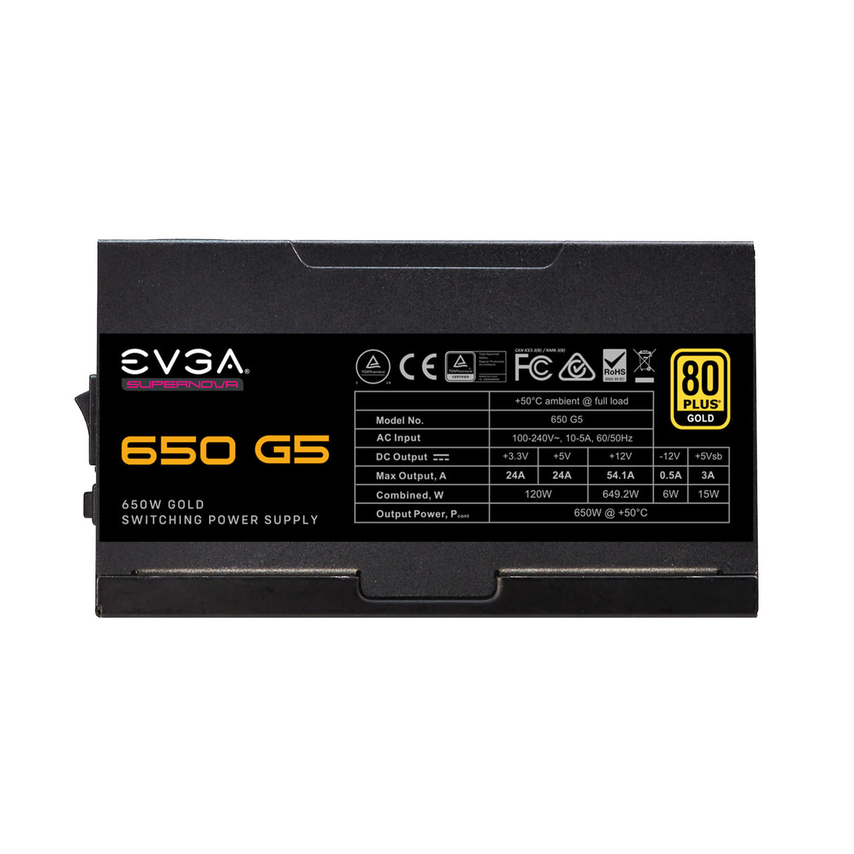 EVGA SUPERNOVA 650 G5 unidad de fuente de alimentación 650 W 20+4 pin ATX ATX Negro, 100 - 240 V, 120 W, 649.2 W