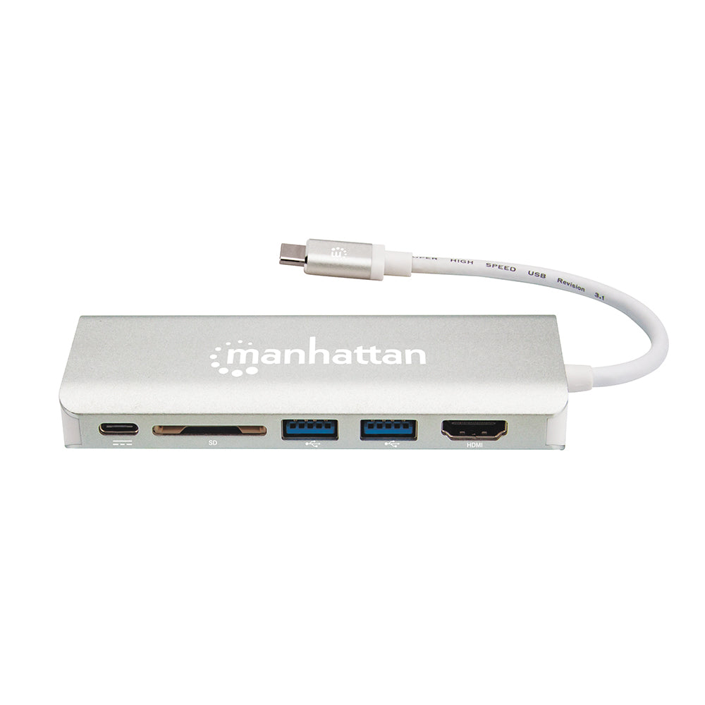 Estación Docking USB Tipo-C 6 en 1 Manhattan 152075, HDMI, Ethernet, SDXC