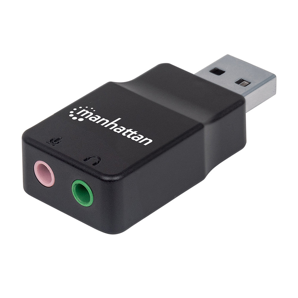 Convertidor Manhattan USB 2.0 a Tarjeta Sonido 2.1, Audio Estéreo 24-bit, Plug and Play