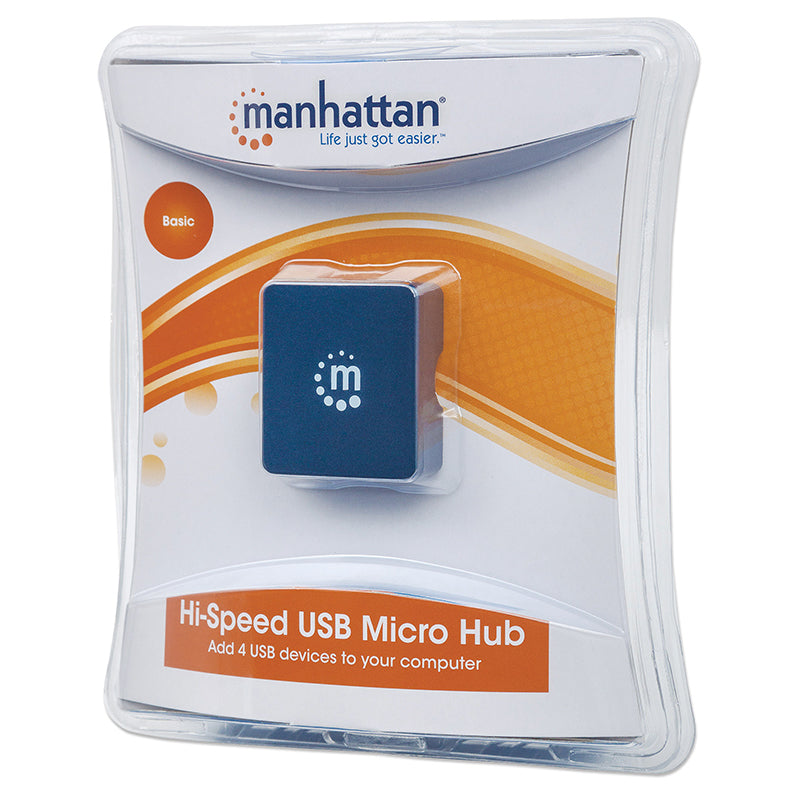Concentrador Manhattan USB V2.0 4 Puertos Micro, 480 Mbps, Compacto